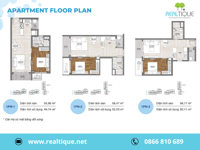 The layout of a 1-bedroom apartment in One Verandah