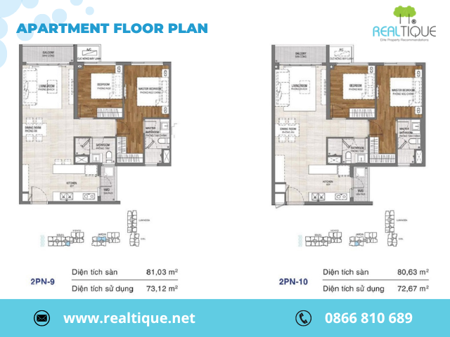 The layout of a 2-bedroom apartment in One Verandah