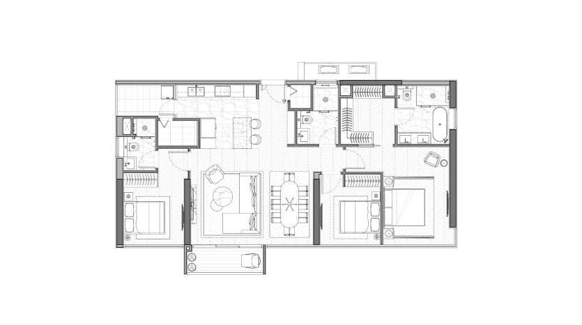 Layout 3 Bedroom Apartment Narra Residences.