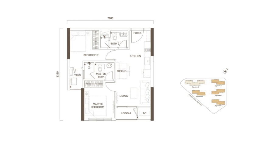 2 Bedroom in Lumi Signature, Lumi Hanoi Layout