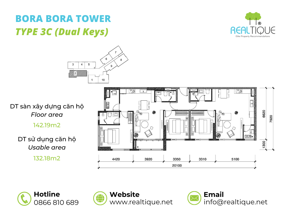 Căn hộ Bora Bora 3 phòng ngủ - 3C (Terrace)