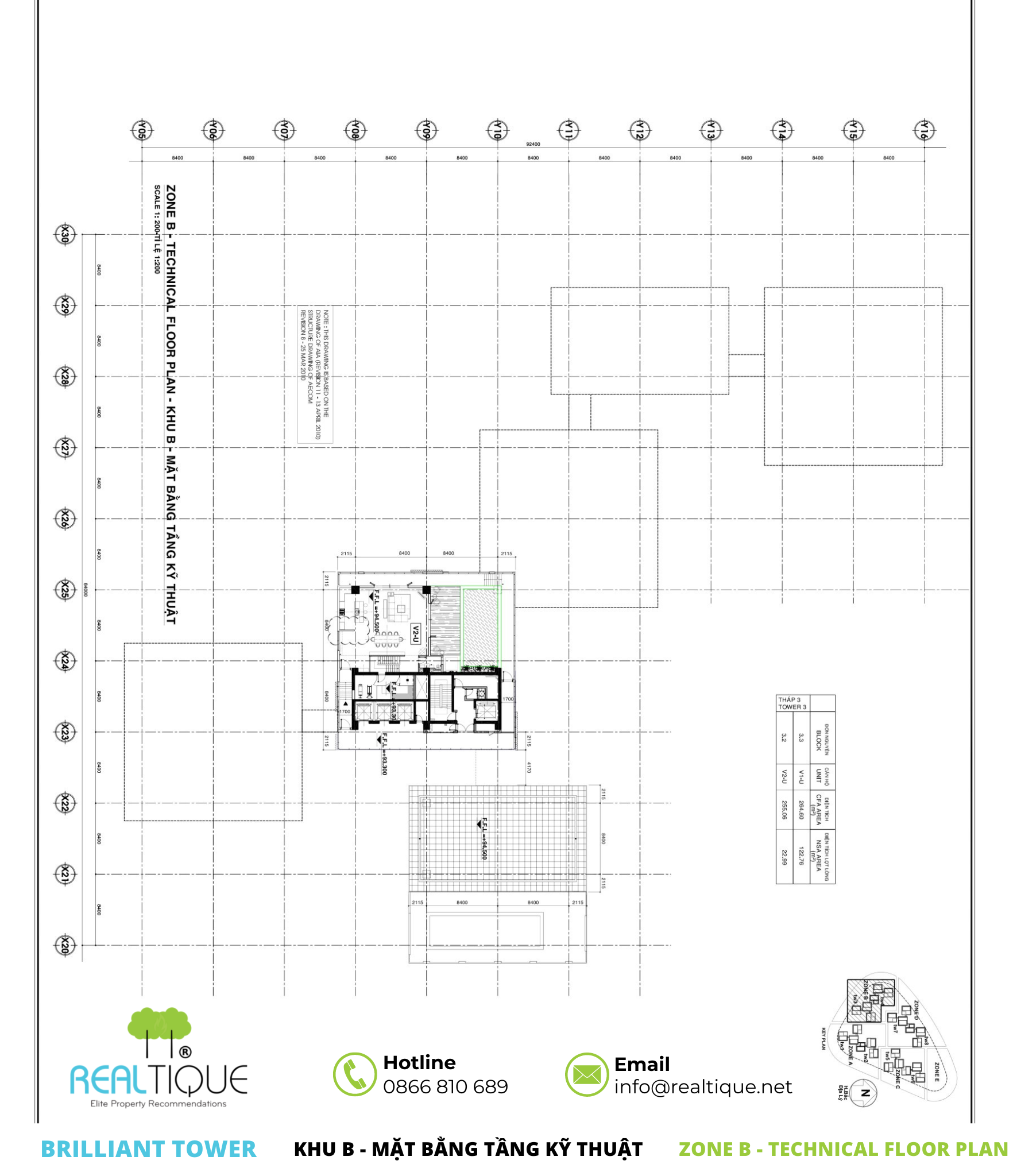 Technical Floor plan of Brilliant Tower, Diamond Island