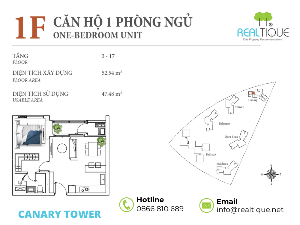 Canary Apartment 1 Bedroom - 1F