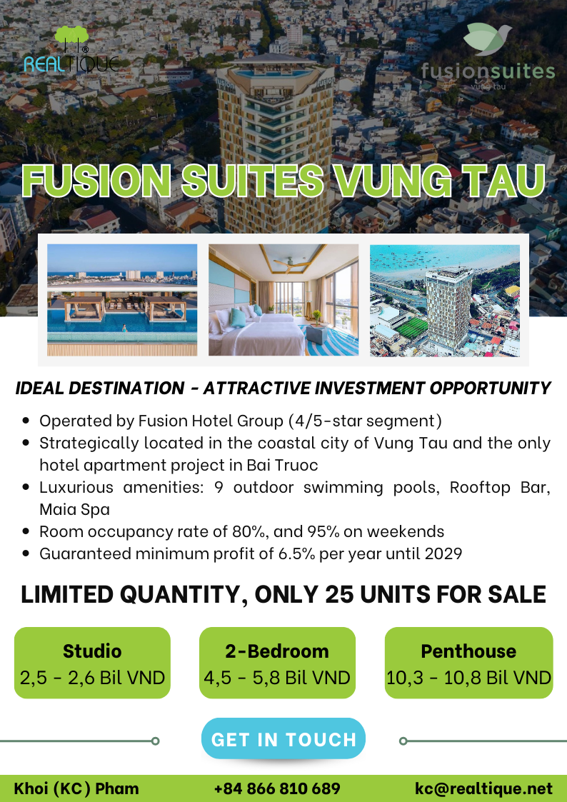 Last 25 4-star beachfront apartments at Fusion Suites Vung Tau