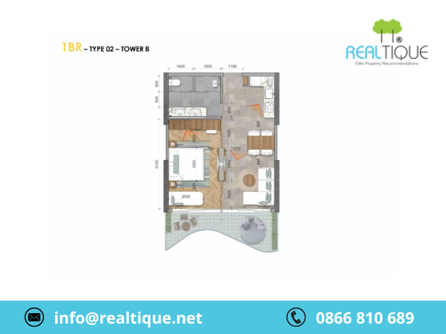 Layout 1BR - 02 tower B