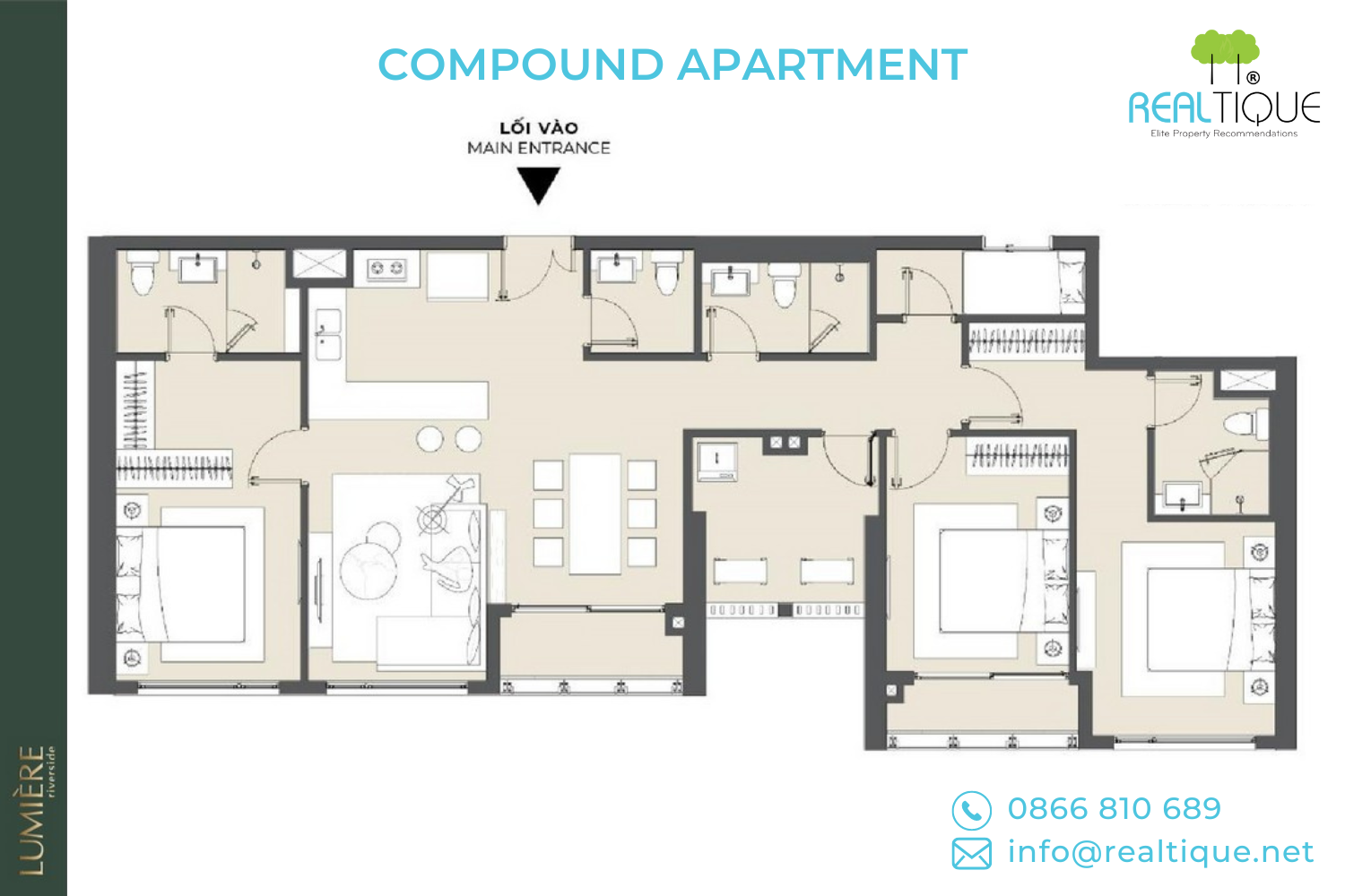 Layout compound apartment in LUMIÈRE riverside project