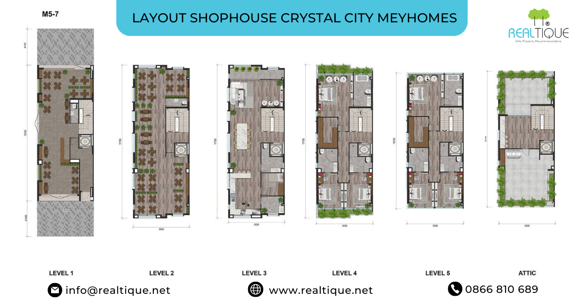 Layout Shophouse phân kì Crystal City tại Meyhomes