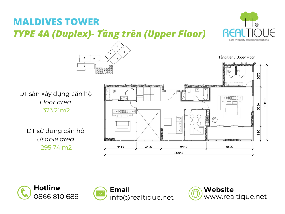 Floor plan of Maldives apartment Duplex - Upper floor