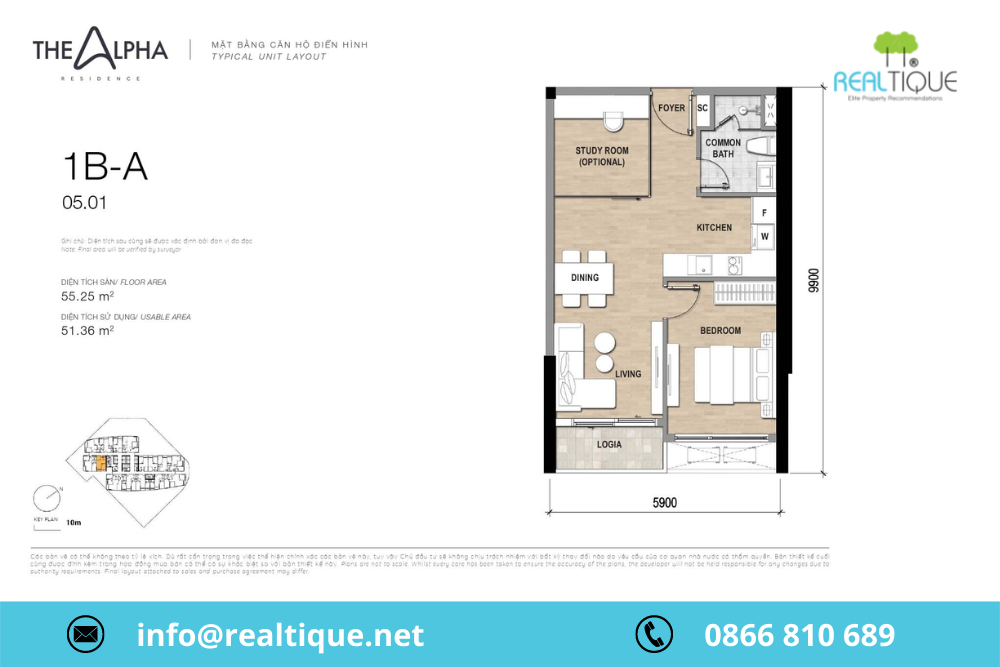 Floor plan of The Alpha Residence 1B - A