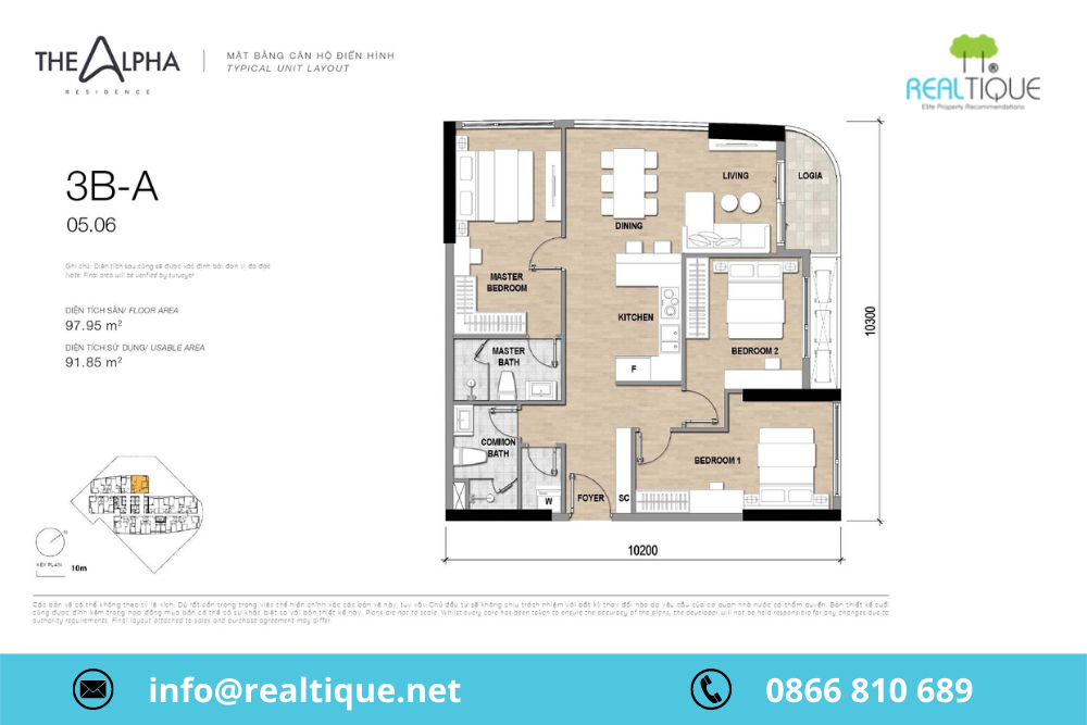 The layout of apartments 3B - A