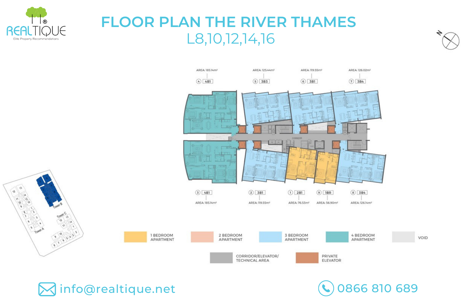 Typical floor plan of Tower River Thames, The River Thu Thiem