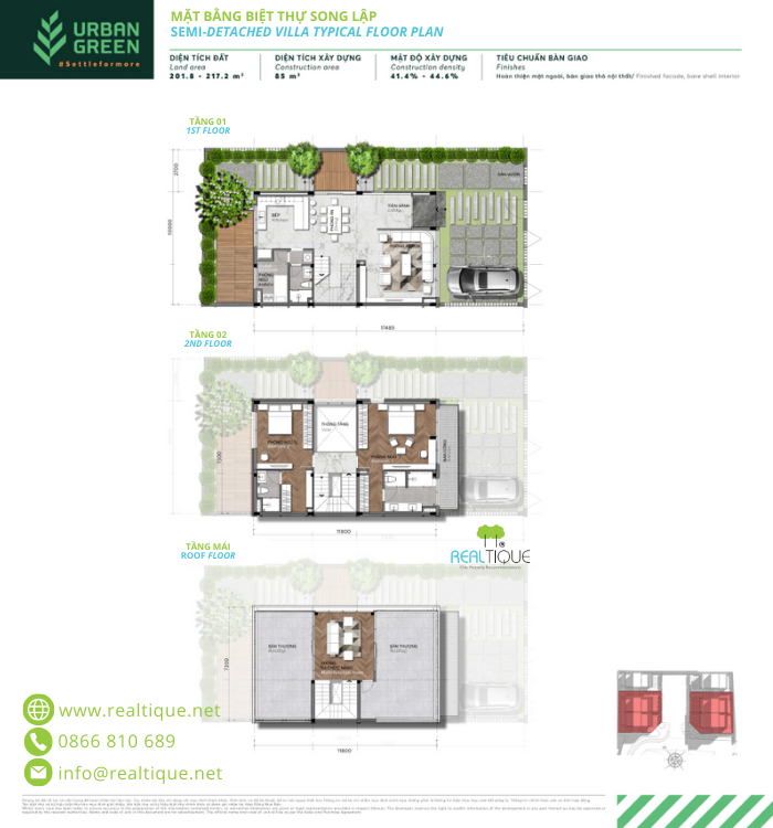Semi-detached villas typical floor plan